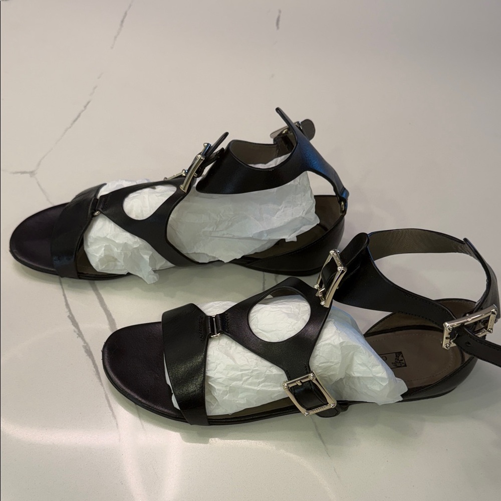 Versace Collection Black Leather Women's Sandals - Picture 10 of 13